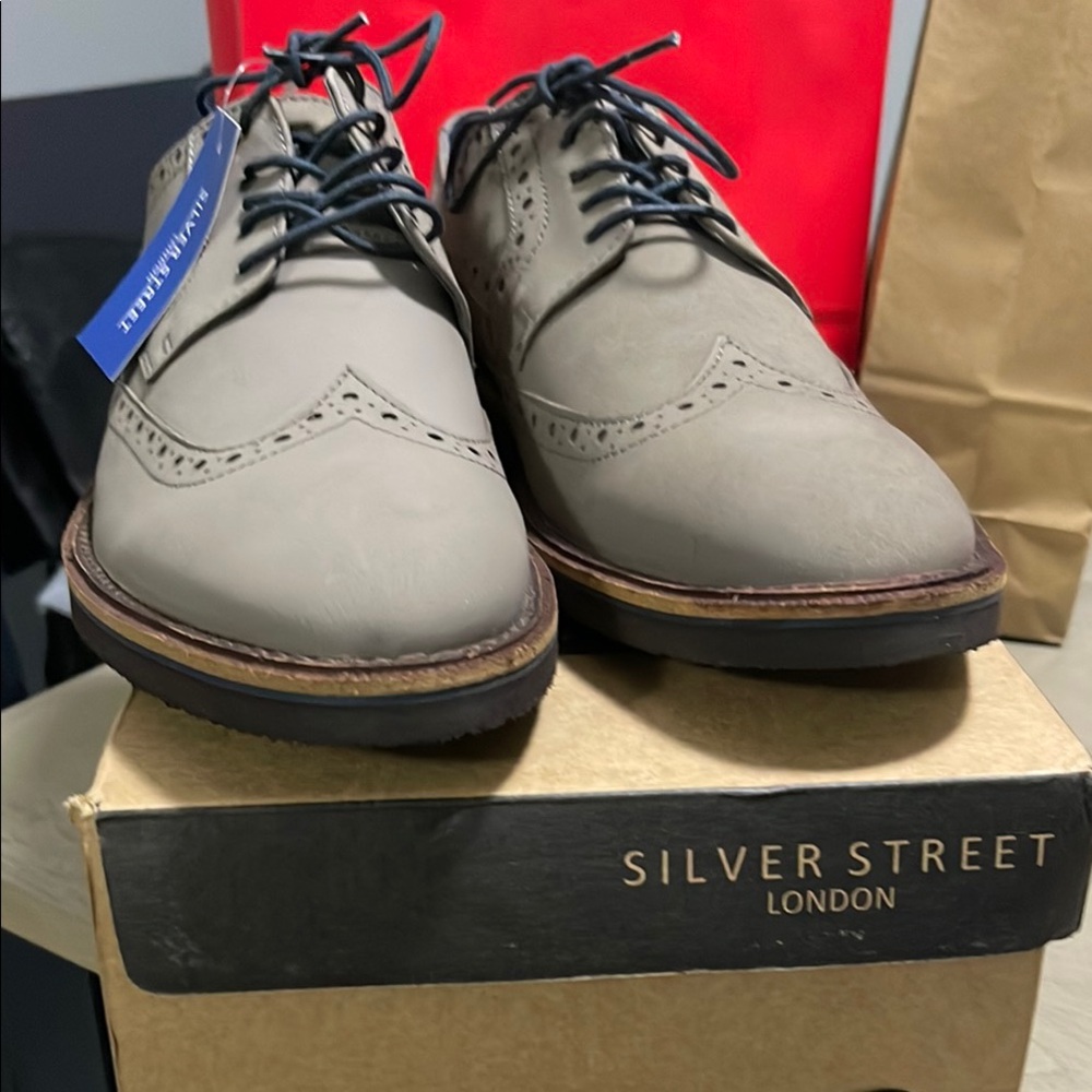 Silver Street Men's Grey Brogue Shoes